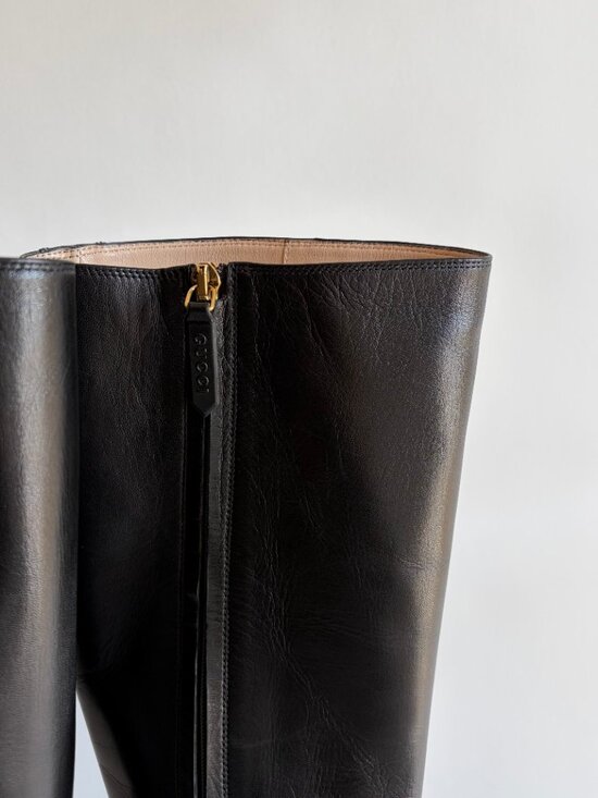 GUCCI ANGEL PLATFORM LEATHER KNEE HIGH BOOTS NEW - Picture 5 of 13